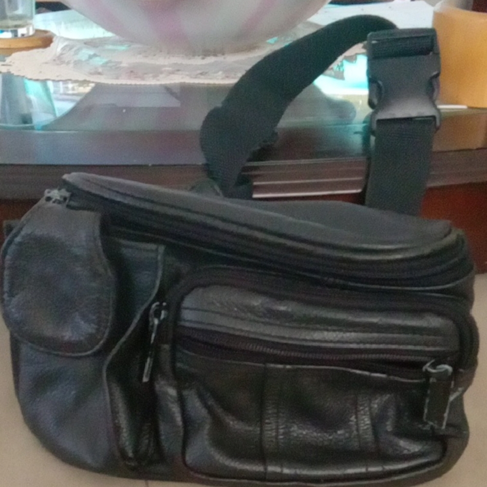 Black Leather Belt Bag